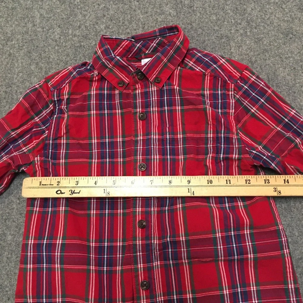 Gymboree Plaid Button Down Shirt Boys Size‎ 6 Red Navy Green Long Sleeve Woven